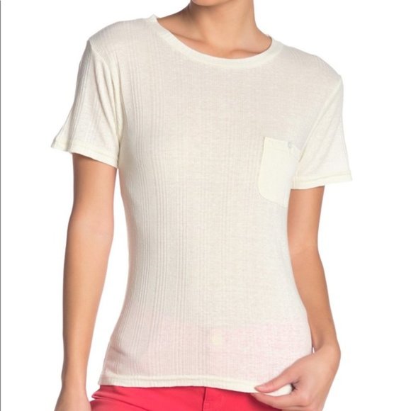 Current Elliott  The Heather Pocket Tee Cream - Picture 1 of 4